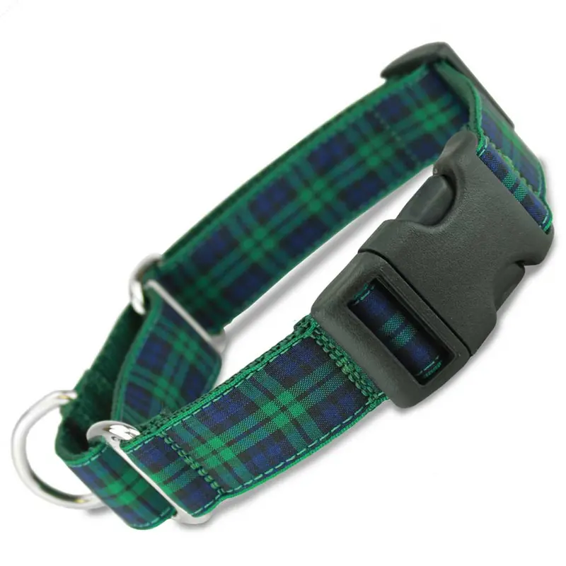 Blackwatch Plaid Buckle Martingale Collar