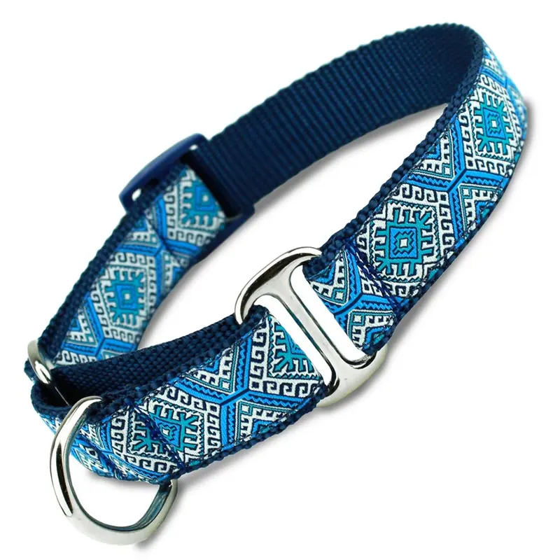 Blue Aztec Martingale Dog Collar