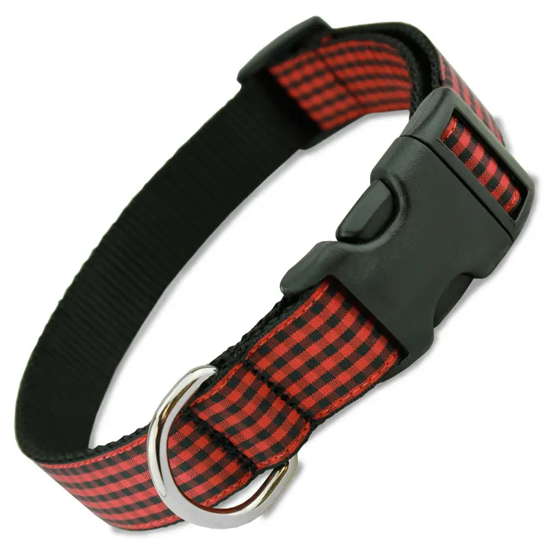 Buffalo Plaid Dog Collar, Red & Black