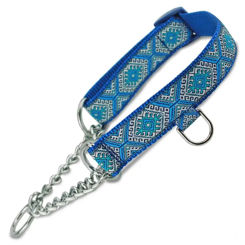 Custom Martingale Collar with Chain Loop (Half-Check), Decorative Fabric