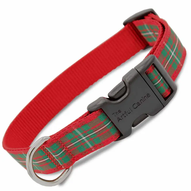 Holiday Plaid Dog Collar, MacGregor Tartan, Red & Green