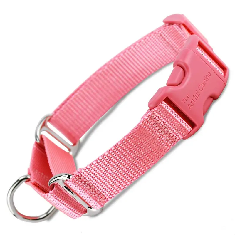 Martingale Collar with Buckle, Pink Nylon