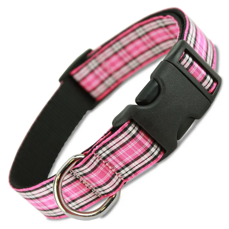 Pink Plaid Dog Collar