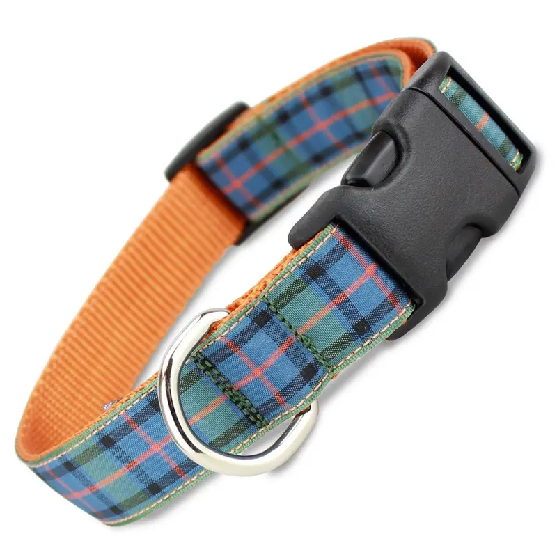 Plaid Dog Collar, Flower of Scotland Tartan