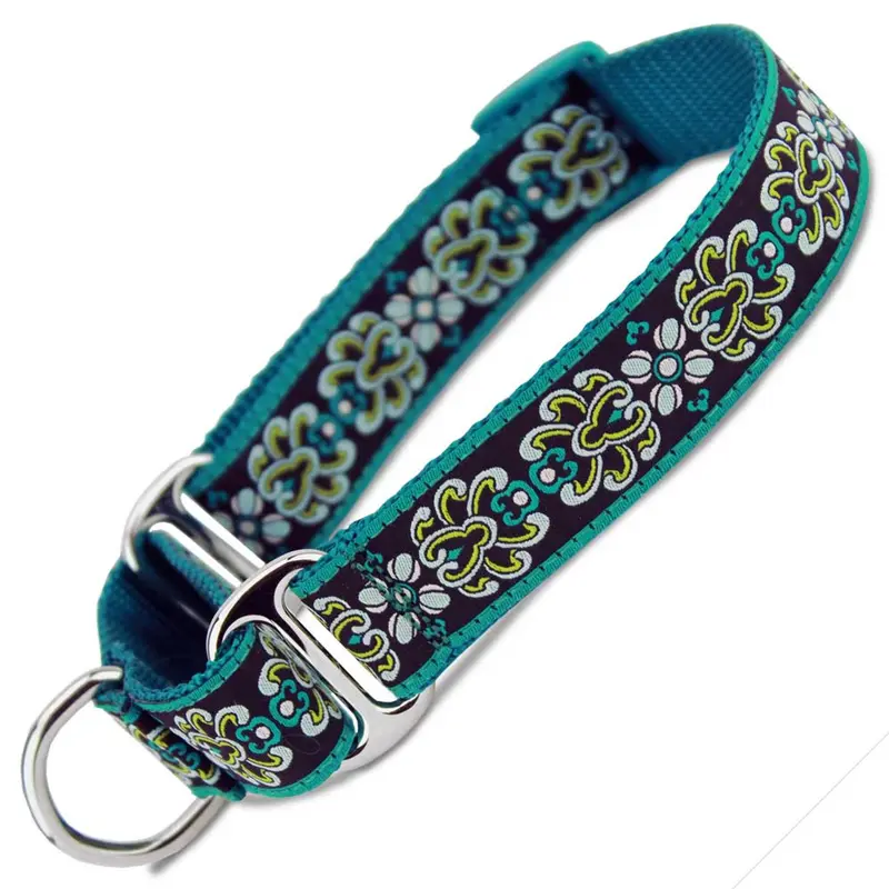 Teal Damask Martingale Collar