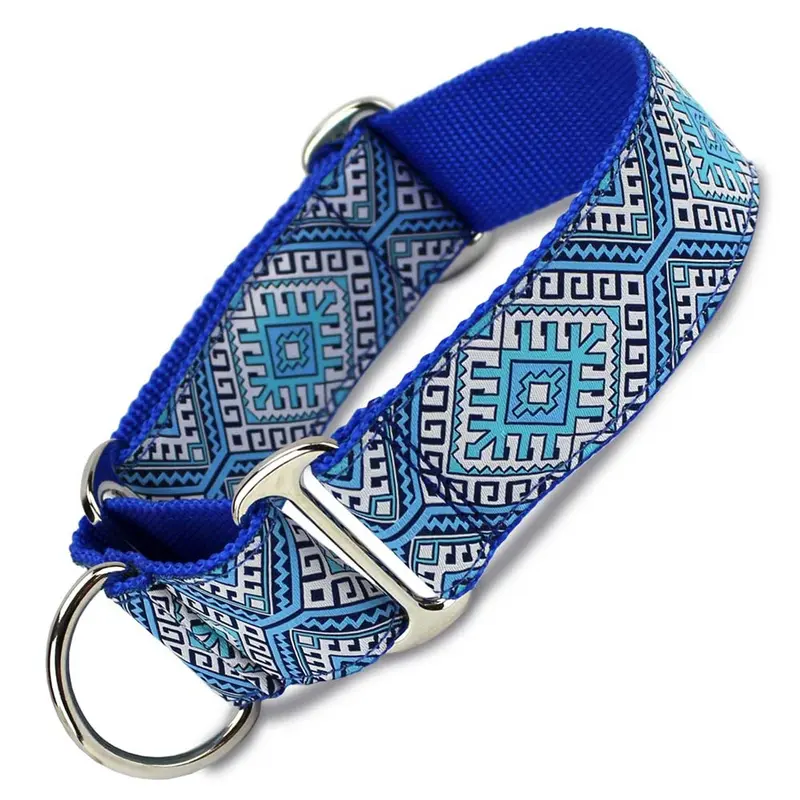 1.5" Wide Martingale Collar, Blue Aztec