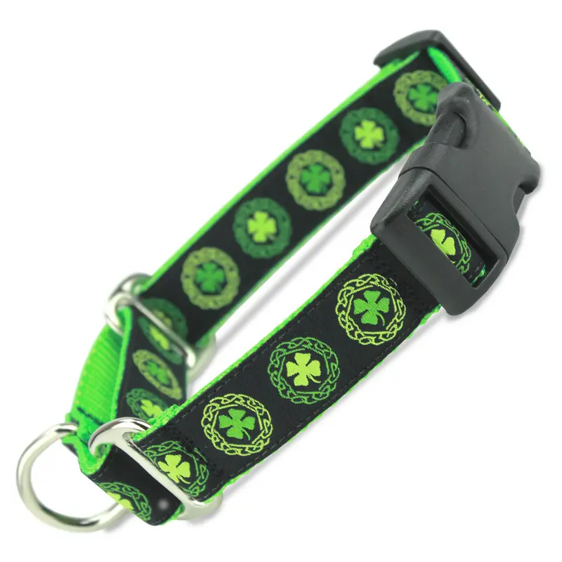 Irish Buckle Martingale Collar on Green