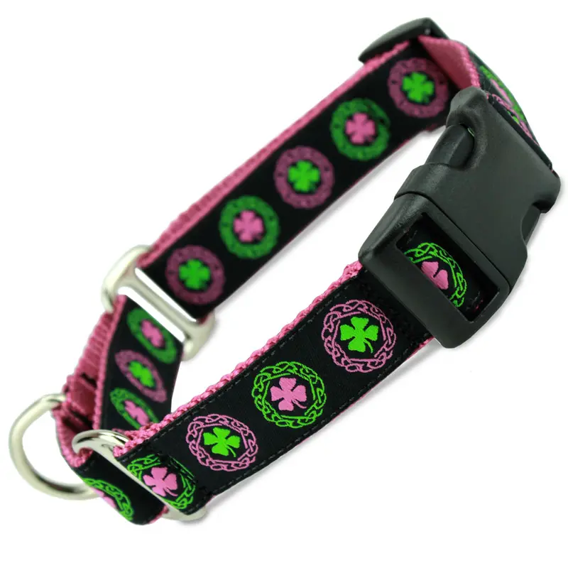 Irish Buckle Martingale Collar on Pink