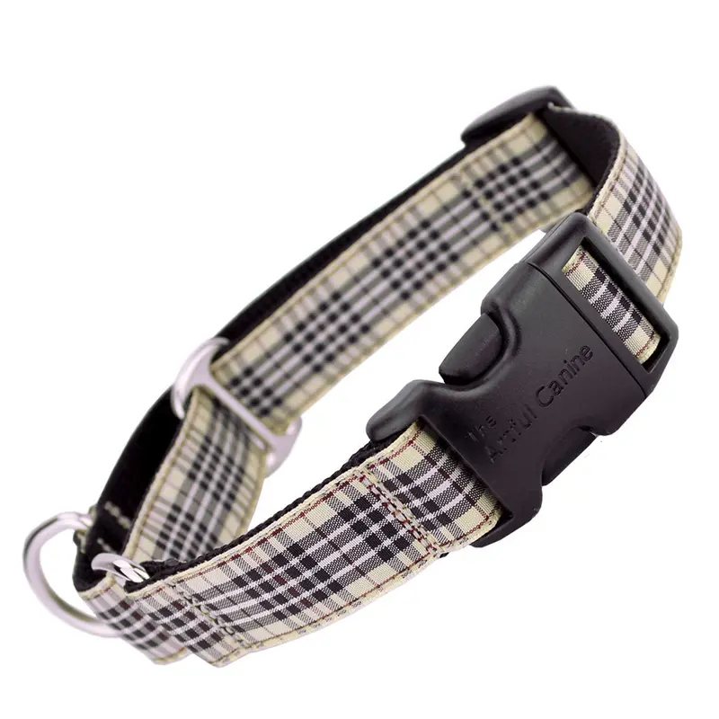 London Furberry Plaid Buckle Martingale Collar
