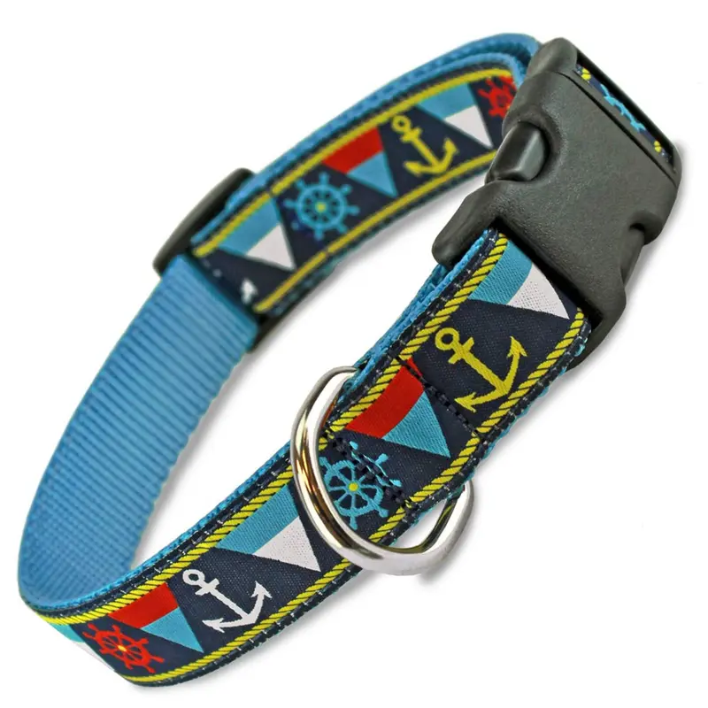 Nautical Dog Collar, Anchors, Flags & Ship Wheels