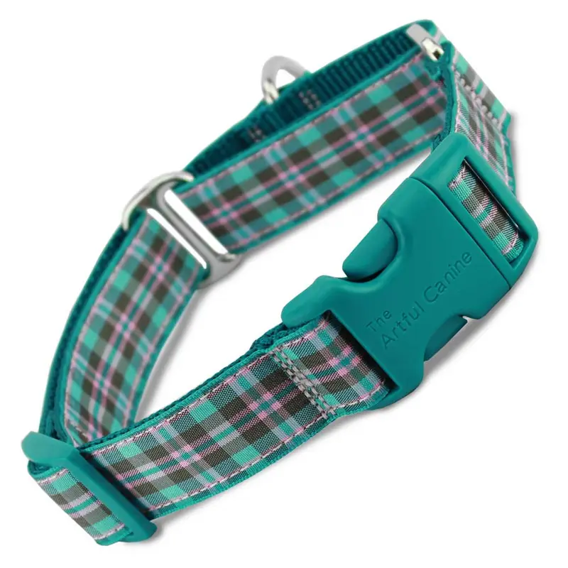 Preppy Puppy Plaid Buckle Martingale Collar