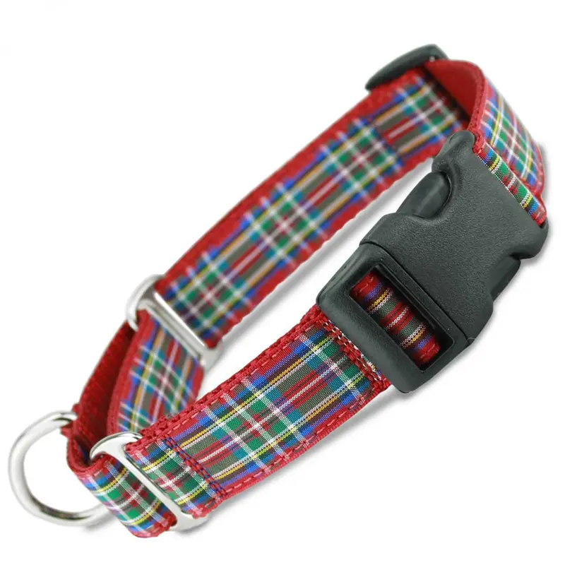 Scottish Plaid Buckle Martingale Collar