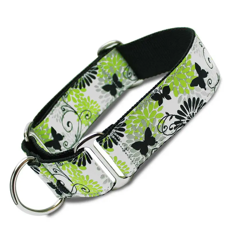 1.5 Wide Martingale Collar, Black Butterflies