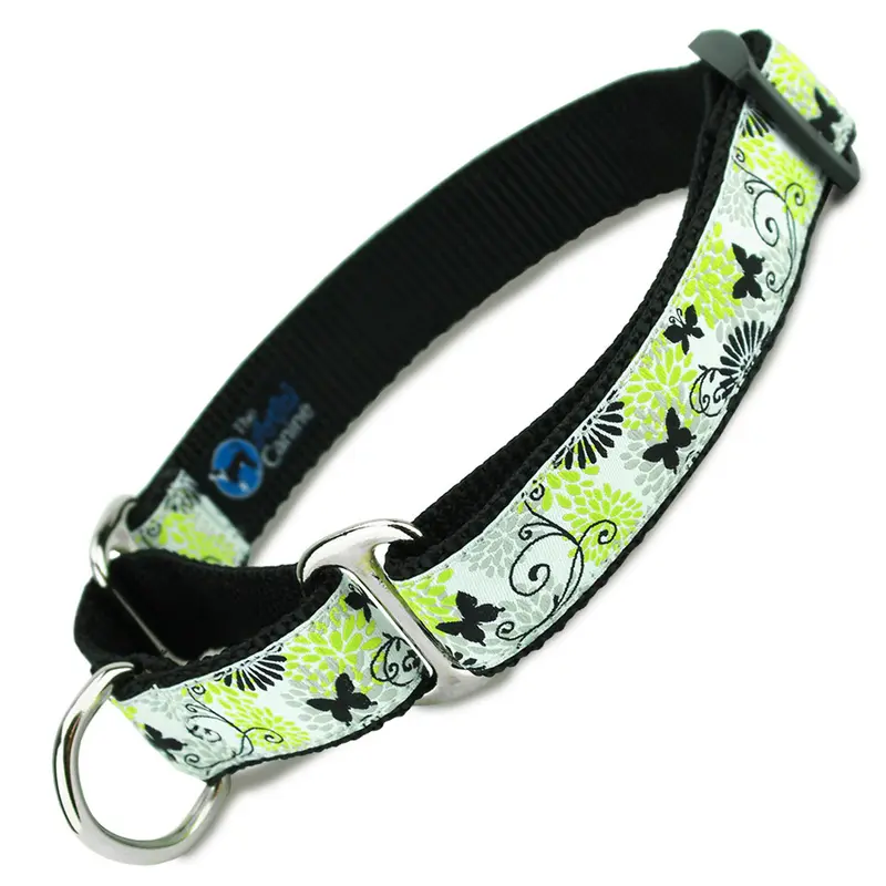 Black Butterflies Martingale Dog Collar