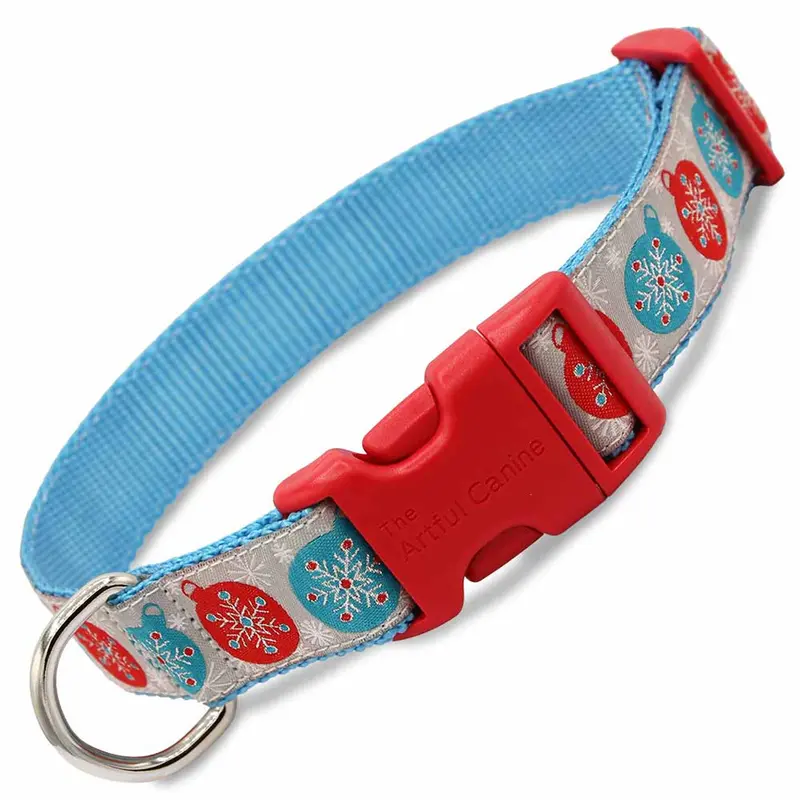 Christmas Dog Collar with Snowflakes on Red