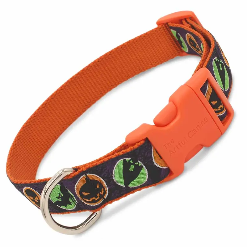 Halloween Dog Collar with Ghosts, Bats, Skulls