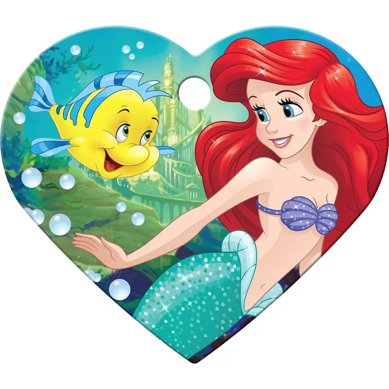 Heart Large Engravable Pet I.D. Tag - Disney Ariel and Flounder