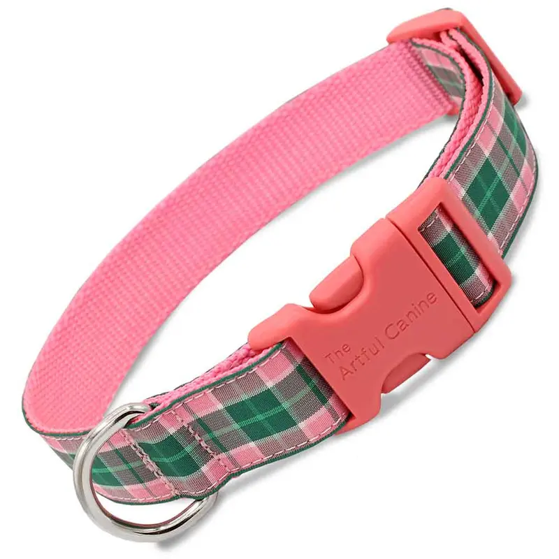 Plaid Dog Collar, Pink Kingsburgh Tartan