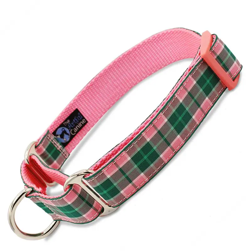 Plaid Martingale Dog Collar, Pink Kingsburgh Tartan