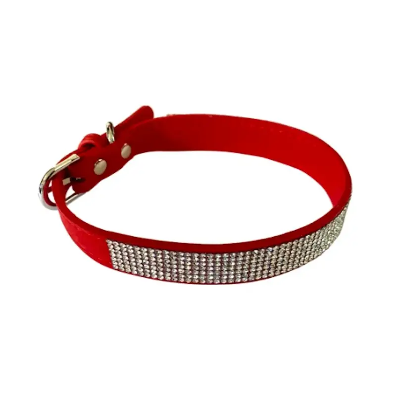 The Dog Squad Bling Bling 5 Row Dog Collar - Red