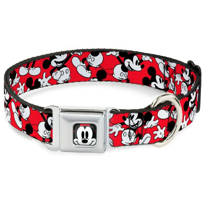 Mickey Mouse Poses Seatbelt Buckle Dog Collar by Buckle-Down - Red