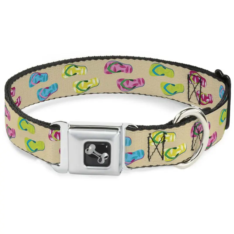 Flip Flop Seatbelt Buckle Dog Collar by Buckle-Down - Tan