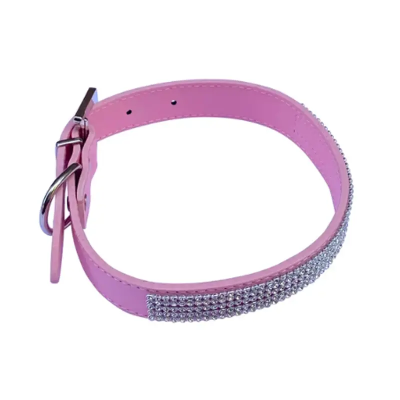 The Dog Squad Bling Bling 5 Row Dog Collar - Light Pink
