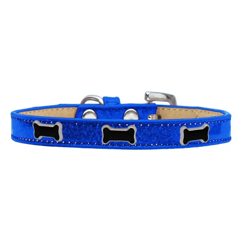 Black Bone Widget Dog Collar - Blue Ice Cream