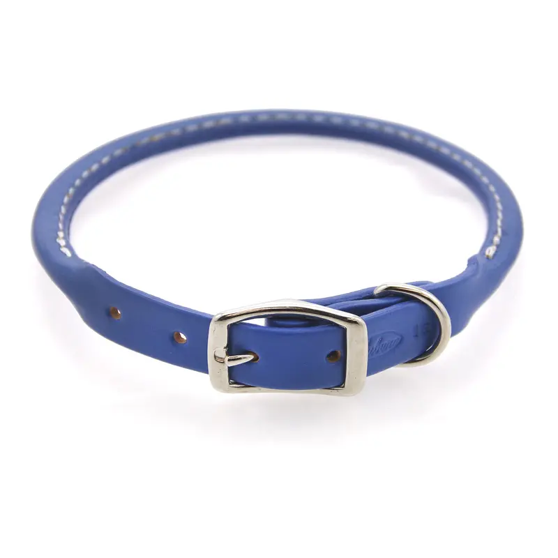 Auburn Leathercrafters Round Leather Dog Collar - Royal Blue