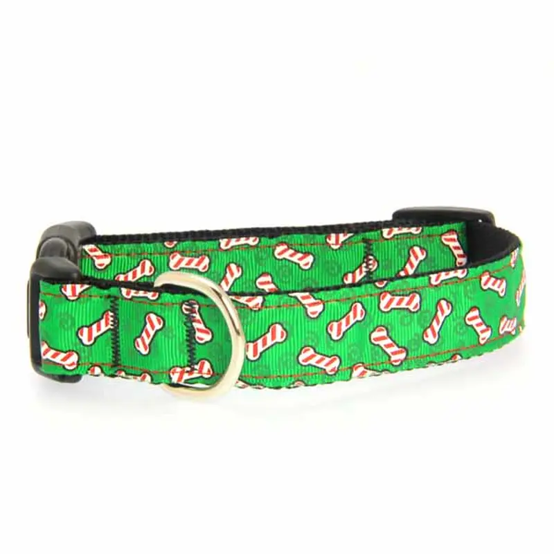 Mirage Candy Cane Bones Nylon Dog Collar