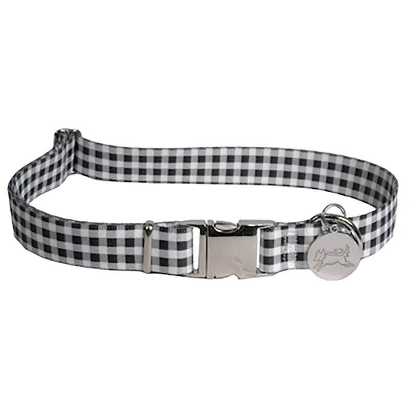 Southern Dawg Gingham Dog Collar by Yellow Dog - Black