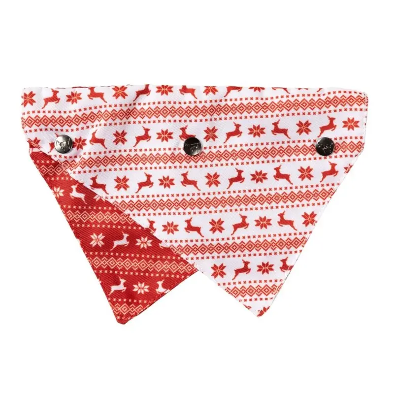 FuzzYard Holiday Reversible Dog Collar Bandana with Studs - Reindeer Fairsle