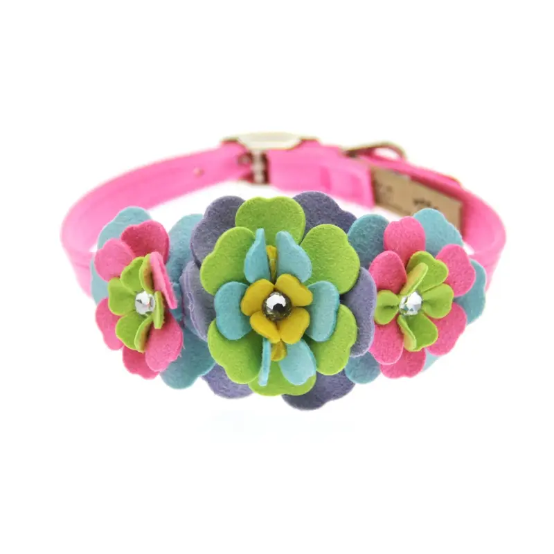 Susan Lanci Fantasy Flower Dog Collar - Perfect Pink