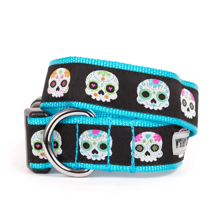 Worthy Dog Halloween Dog Collar - Skeletons Black