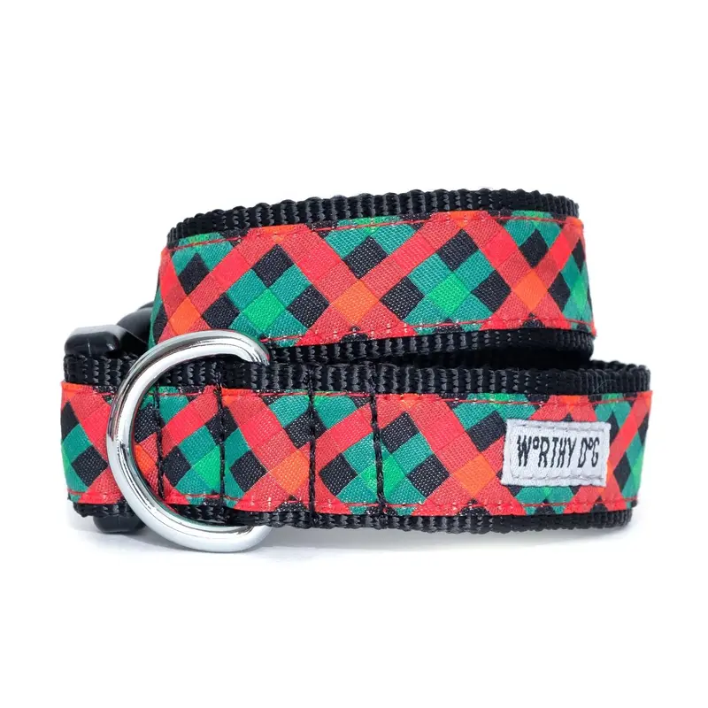 Worthy Dog Holiday Check Dog Collar