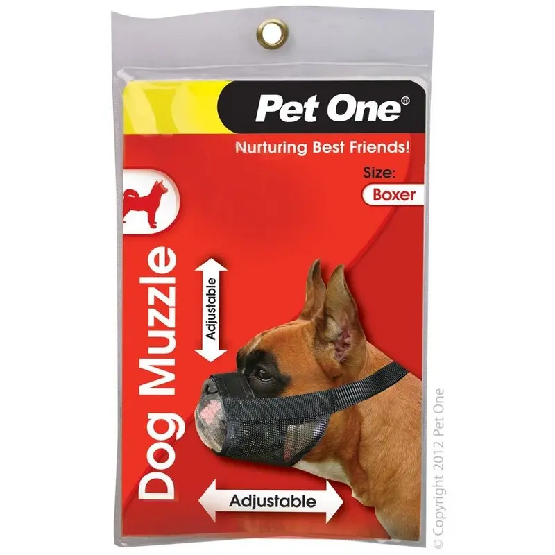 Pet One Muzzle Nylon Adjustable Boxer Black