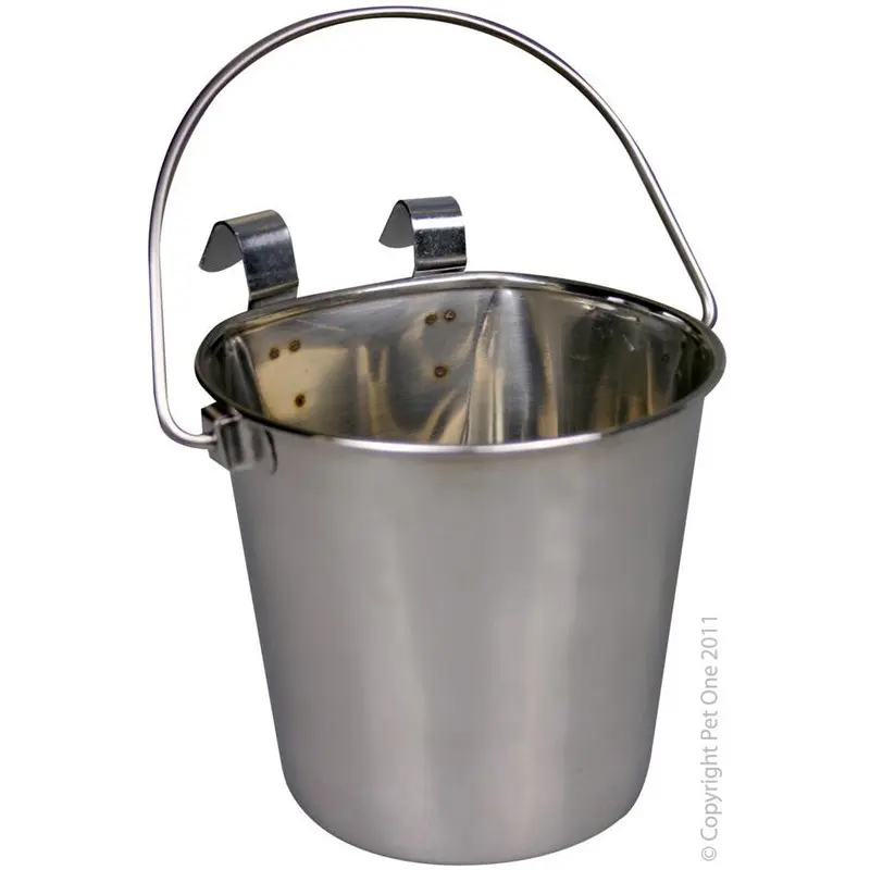 Pet One Pail Hanging Flat Sided Stainless Steel