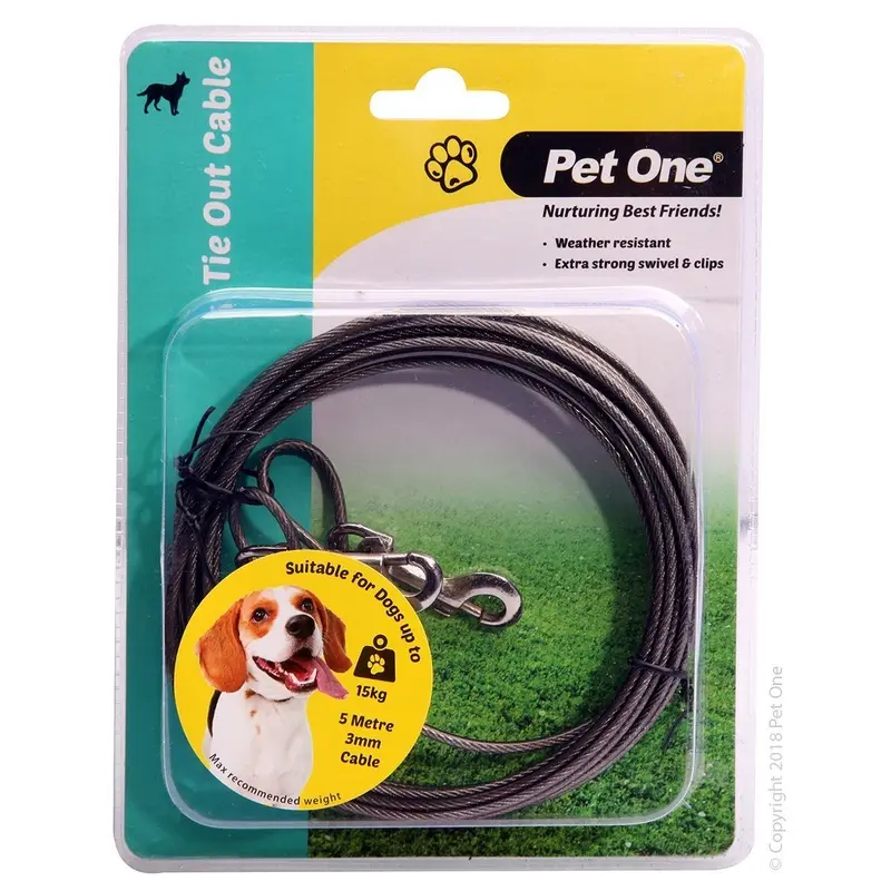 Pet One Tie Out Cable 5m X 3mm Up to 15kg