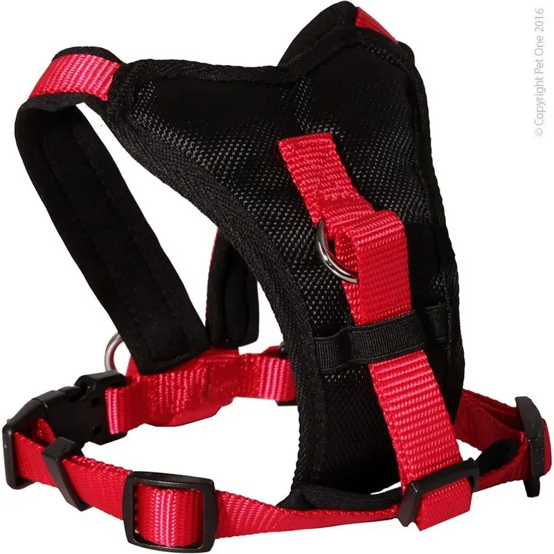 Pet One Harness Comfy Padded 15mm Black/Red