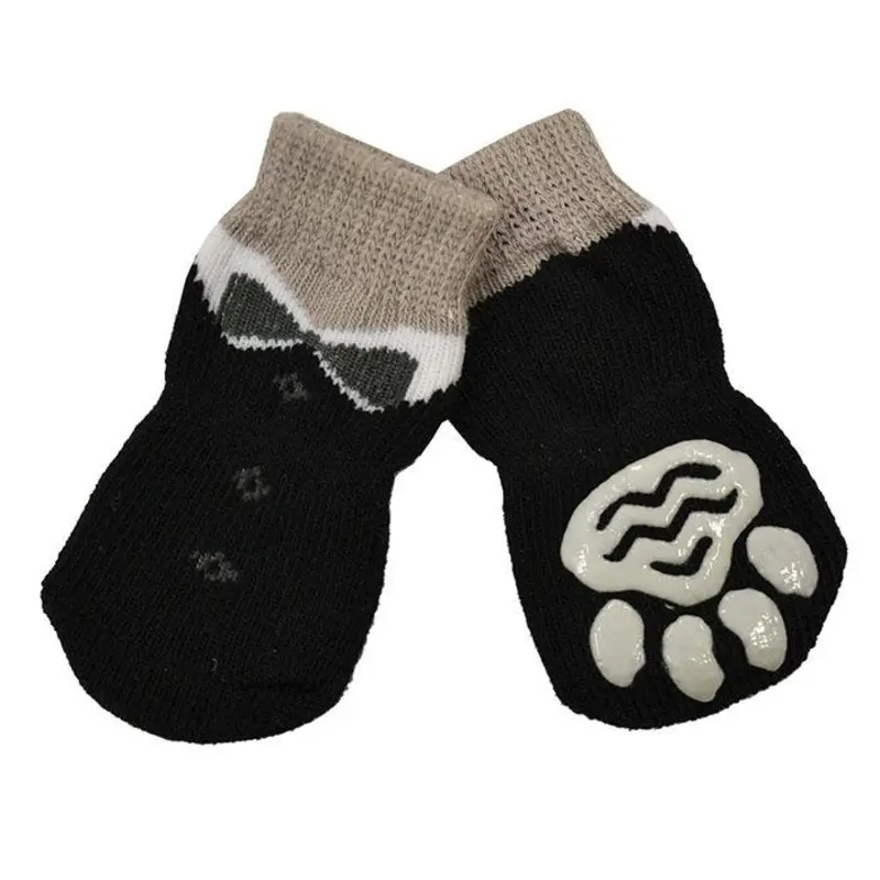 Dog Socks 4 Pack Non Slip Black Tuxedo