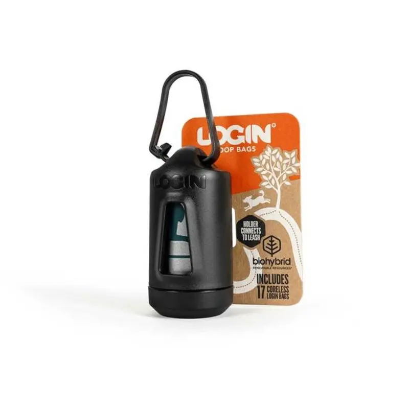 LOGIN Poop Bag Holder with Coreless Bags Black