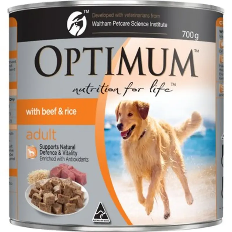 Optimum Wet Dog Food Adult Beef & Rice 700g
