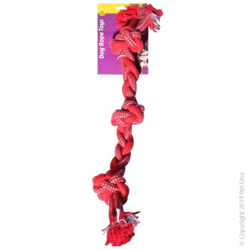 Pet One Dog Toy Braided Rope With 3 Knots Red/Blue