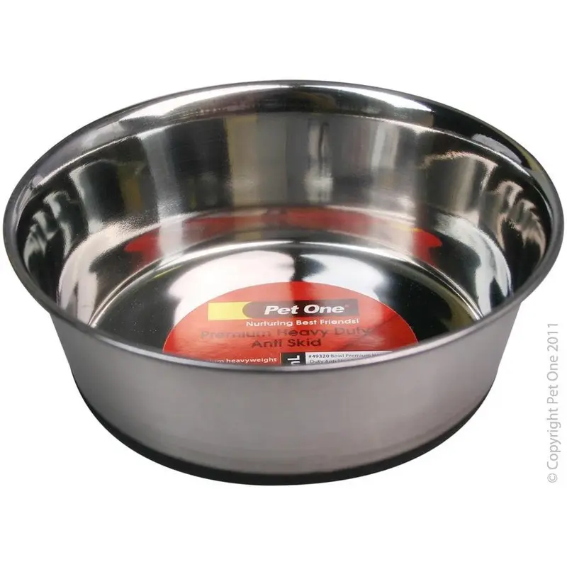 Pet One Dog Bowl Premium Heavy Duty Anti Skid Stainless Steel
