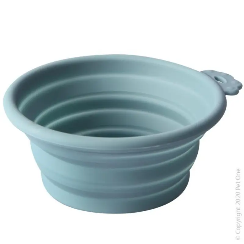 Pet One Travel Bowl Round Blue Stone