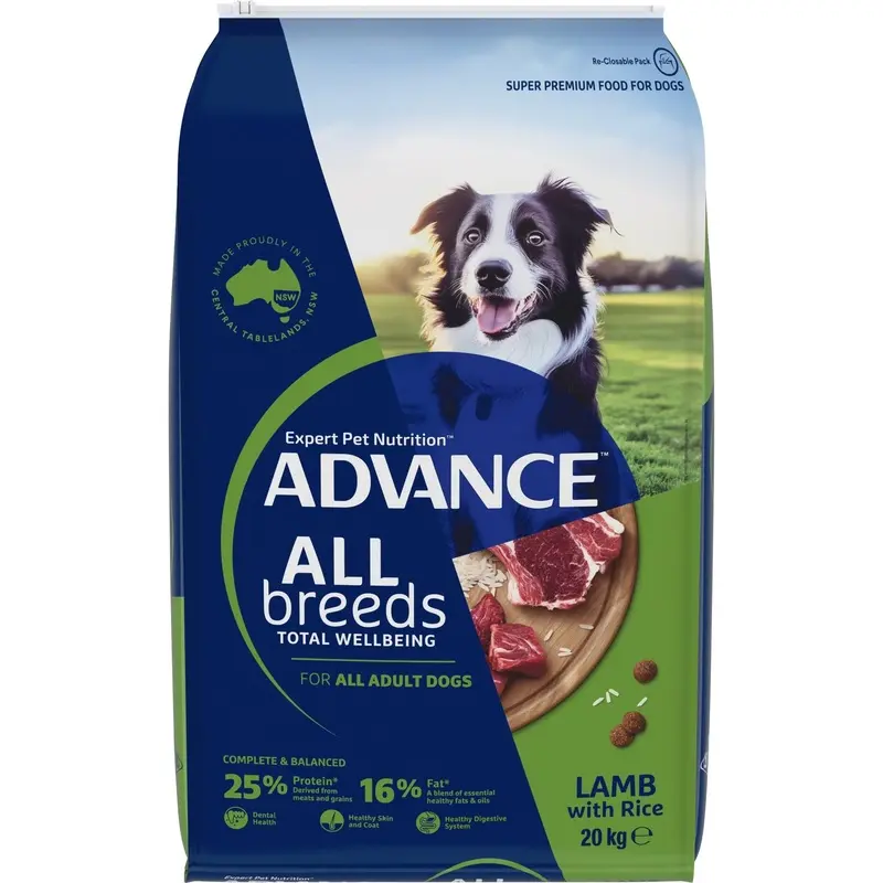 Advance All Breeds Adult Dry Dog Food Lamb with Rice 20kg