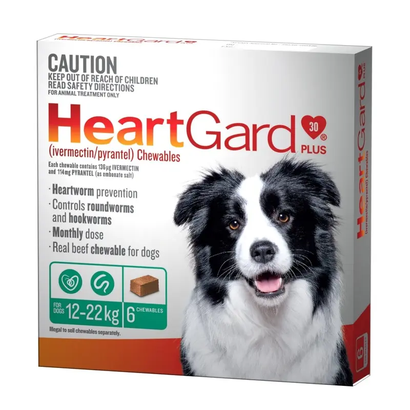 HeartGard Plus Green 12-22kg Medium 6 Pack