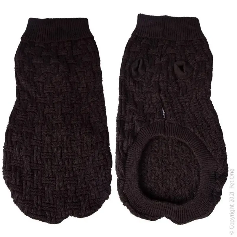 Pet One Dog Coat Komfy Knit Jumper Icelandic Black