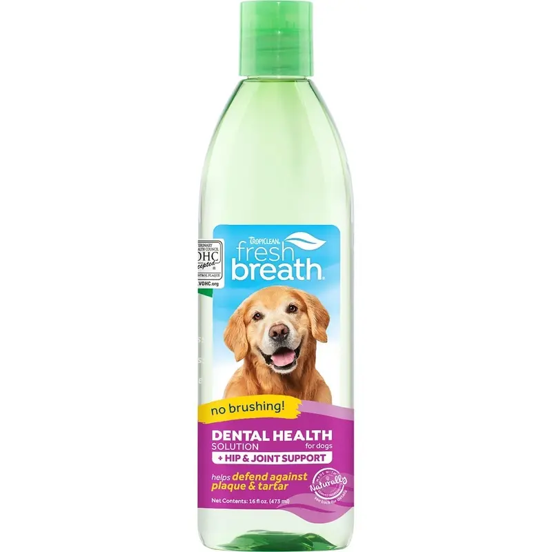 Tropiclean Fresh Breath Dental Health Solution + Hip & Joint 473ml