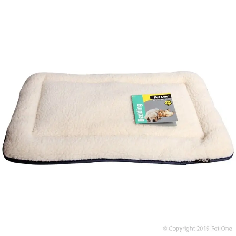 Pet One Dog Bed Rectangular Cushion Waterproof Base with Sheepskin Top